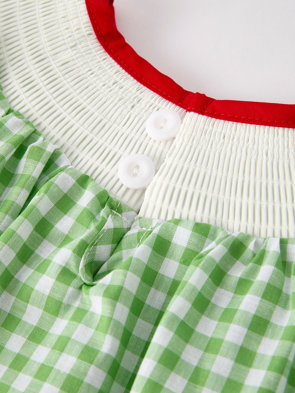 Back To School Girls Green Plaid Smocking Dress