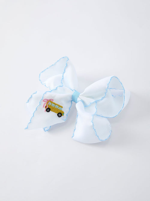 Back-to-school Truck Applique Girls Hairpin 4 Inches/6.25 inches