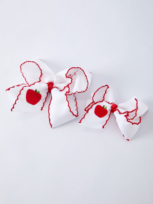 Back-to-school Apple Applique Girls Hairpin 4 Inches/6.25 inches