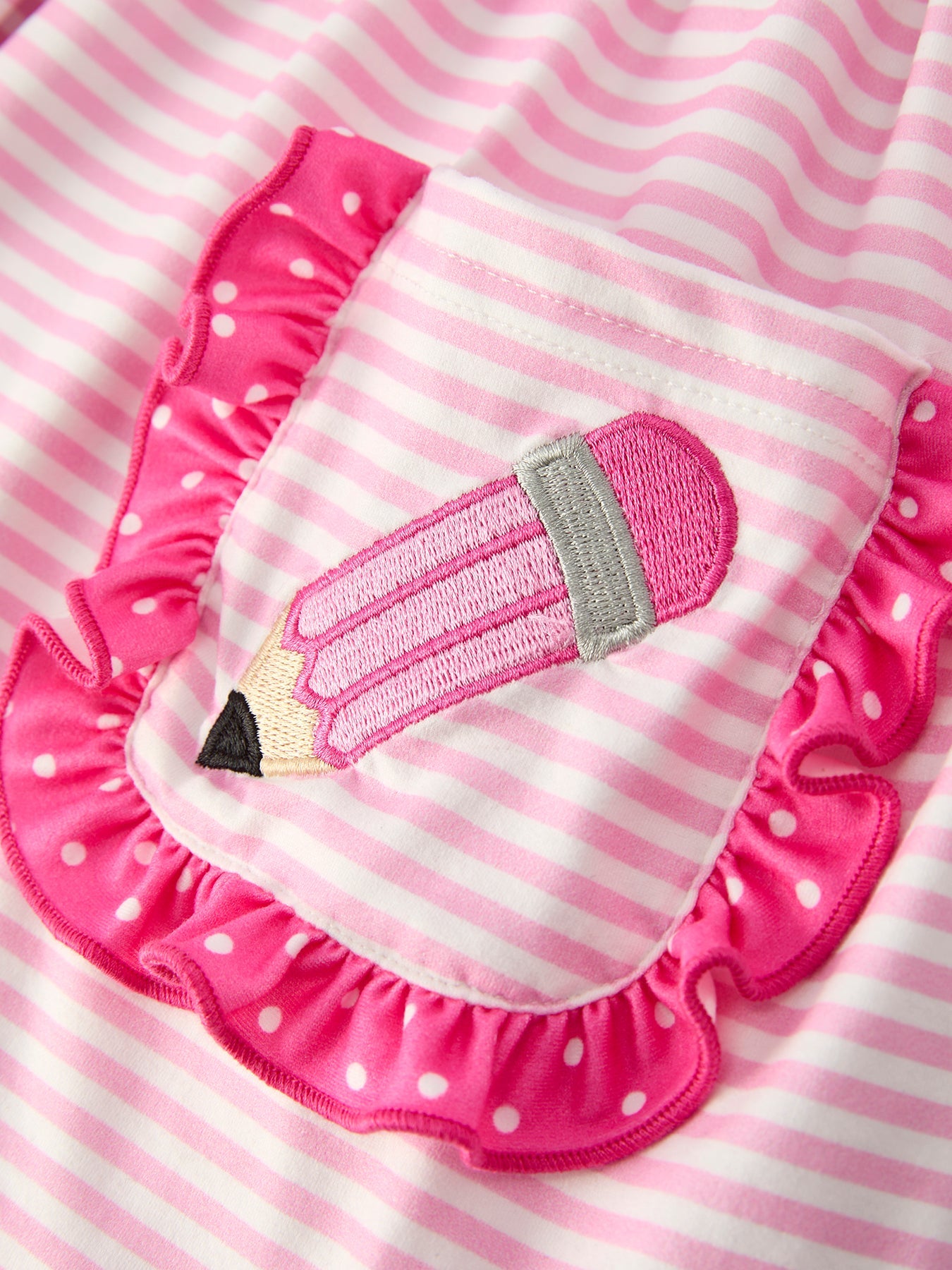 Back To School Girls' Pencil Applique Striped Set