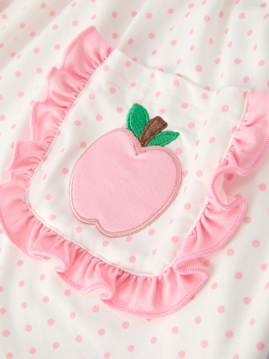 Back To School Girls' Apple Applique Set with Pockets