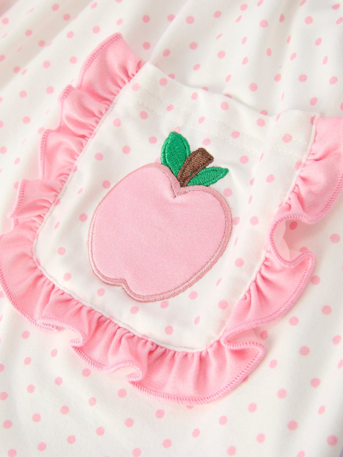 Back To School Girls' Apple Applique Set with Pockets