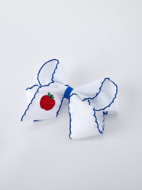 Back to School Apple Bow Hair Clip 6.25 Inch