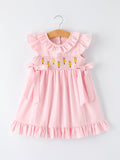 Back to School Pencil Plaid Girls Smocked Ruffle Collar Dress