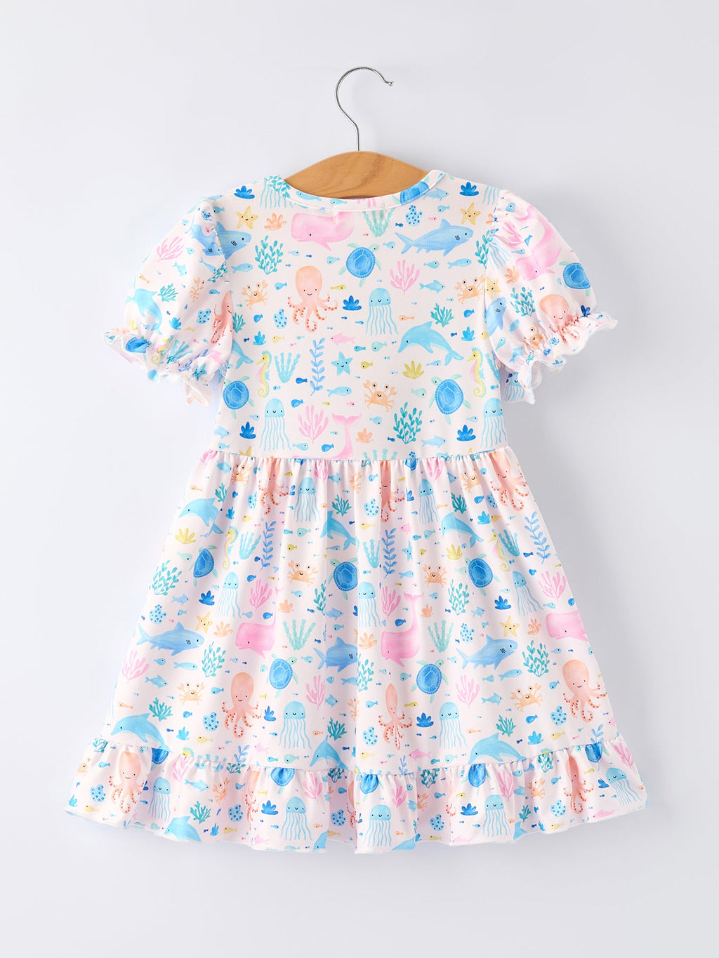 Ocean Animal Print Girl Ruffle Dress