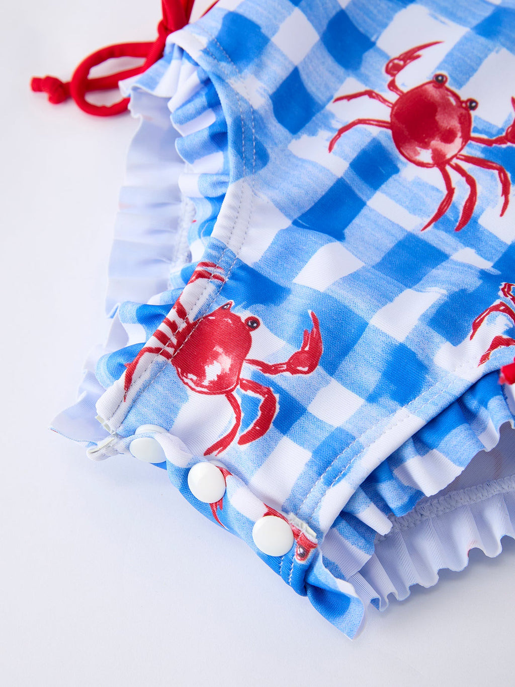 Summer Crab Girl Long Sleeve Ruffle One Piece Swimsuit