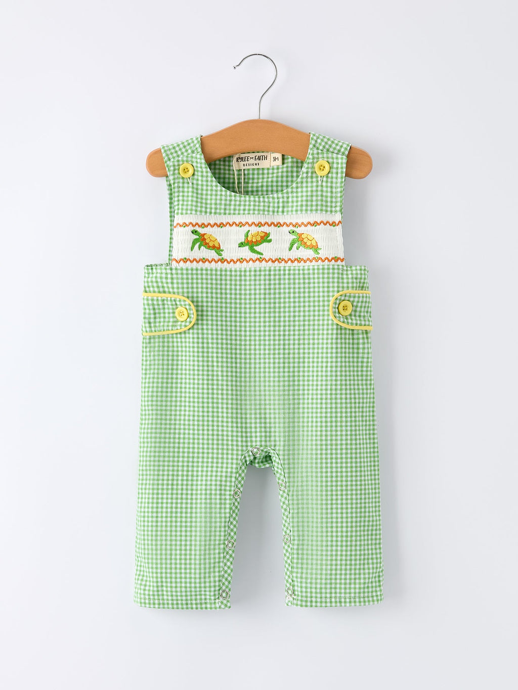 Spring Turtle Smocked Baby Boy Romper
