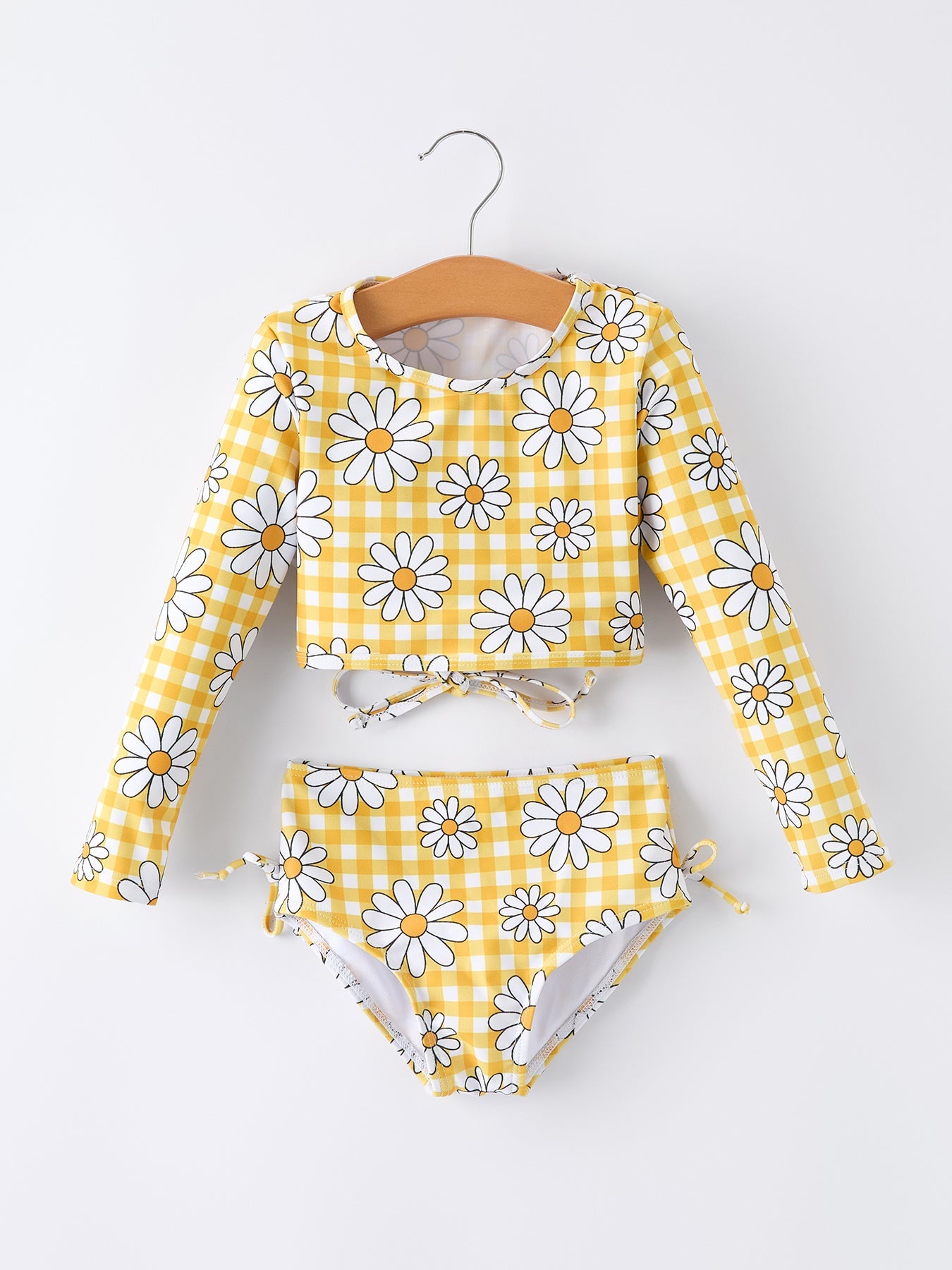 Summer Daisy Plaid Girls Two Piece Swim Set