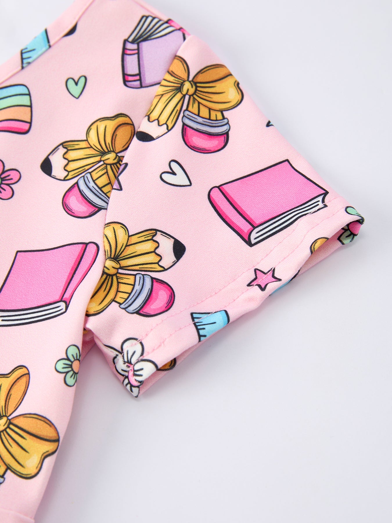 Back to School Print Girls Dress Short Sleeve