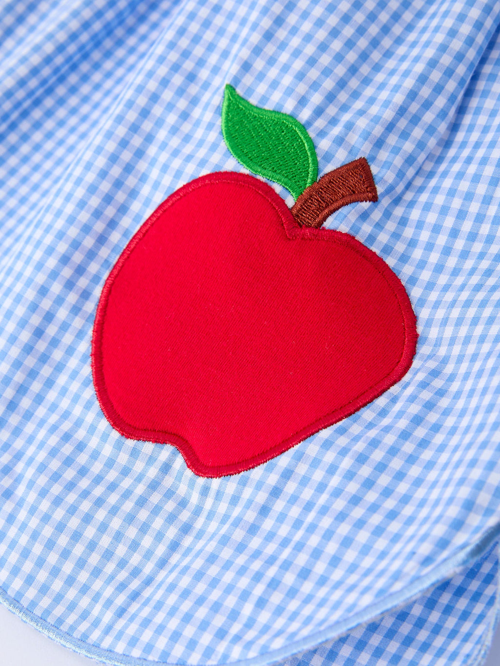 Back To School Apple Applique Plaid Girls Dress Smocked