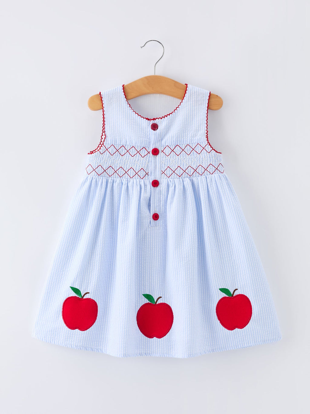 Girls Back To School Apple Twirl Dress Smocked