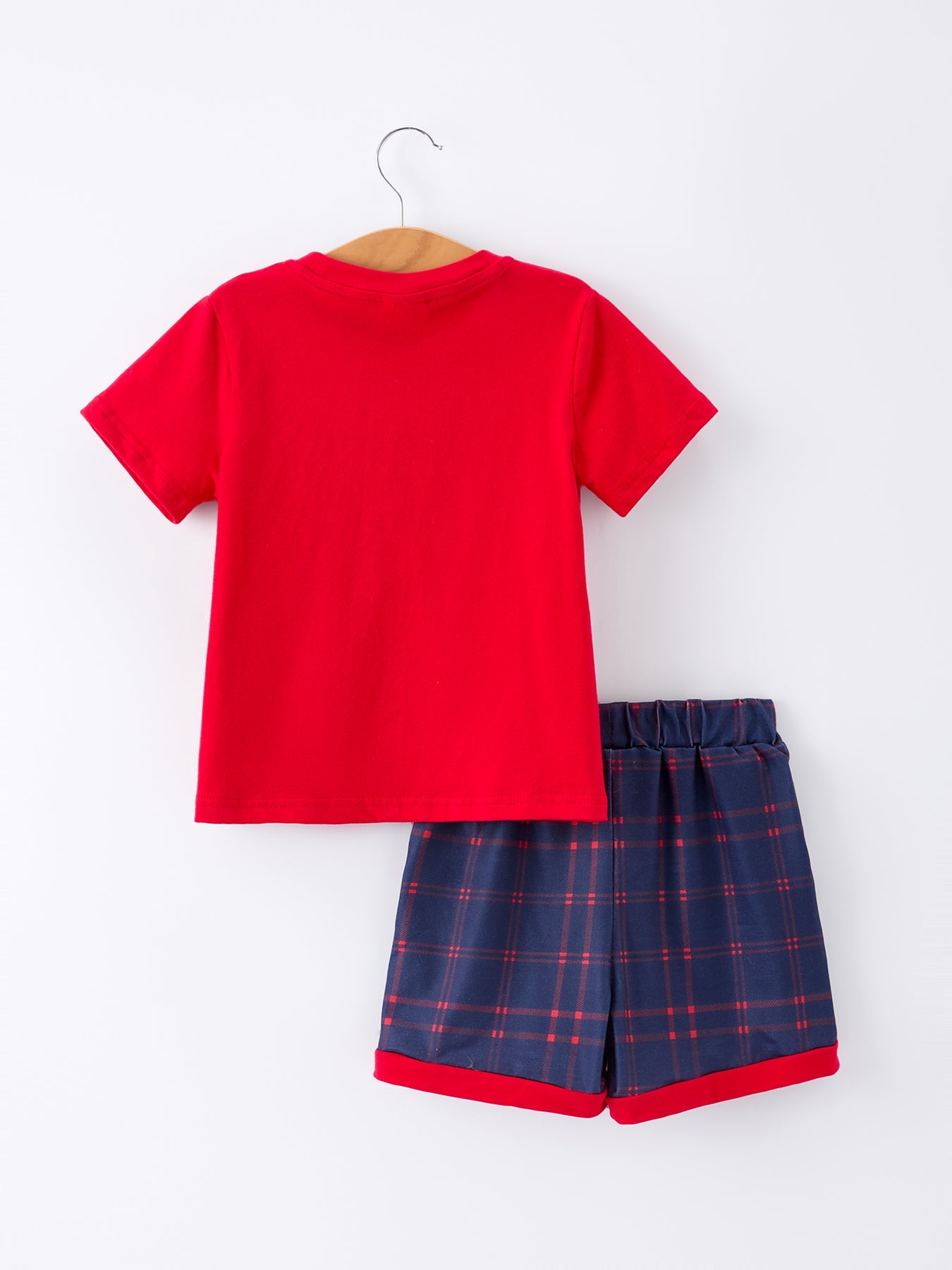 Back To School Apple Boys Set Plaid Shorts
