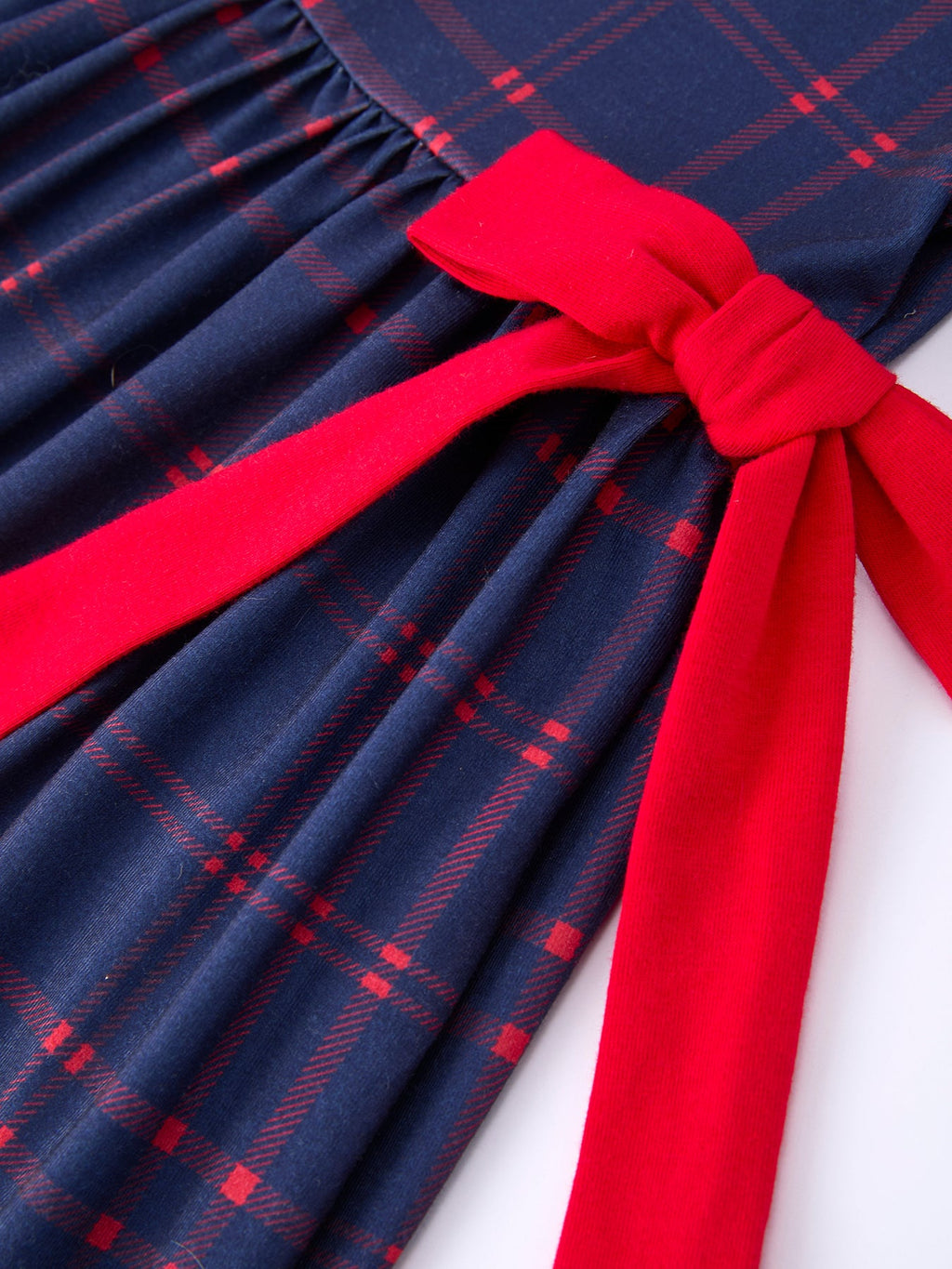 Back To School Apple Plaid Girls Dress Scallop Hem Bow