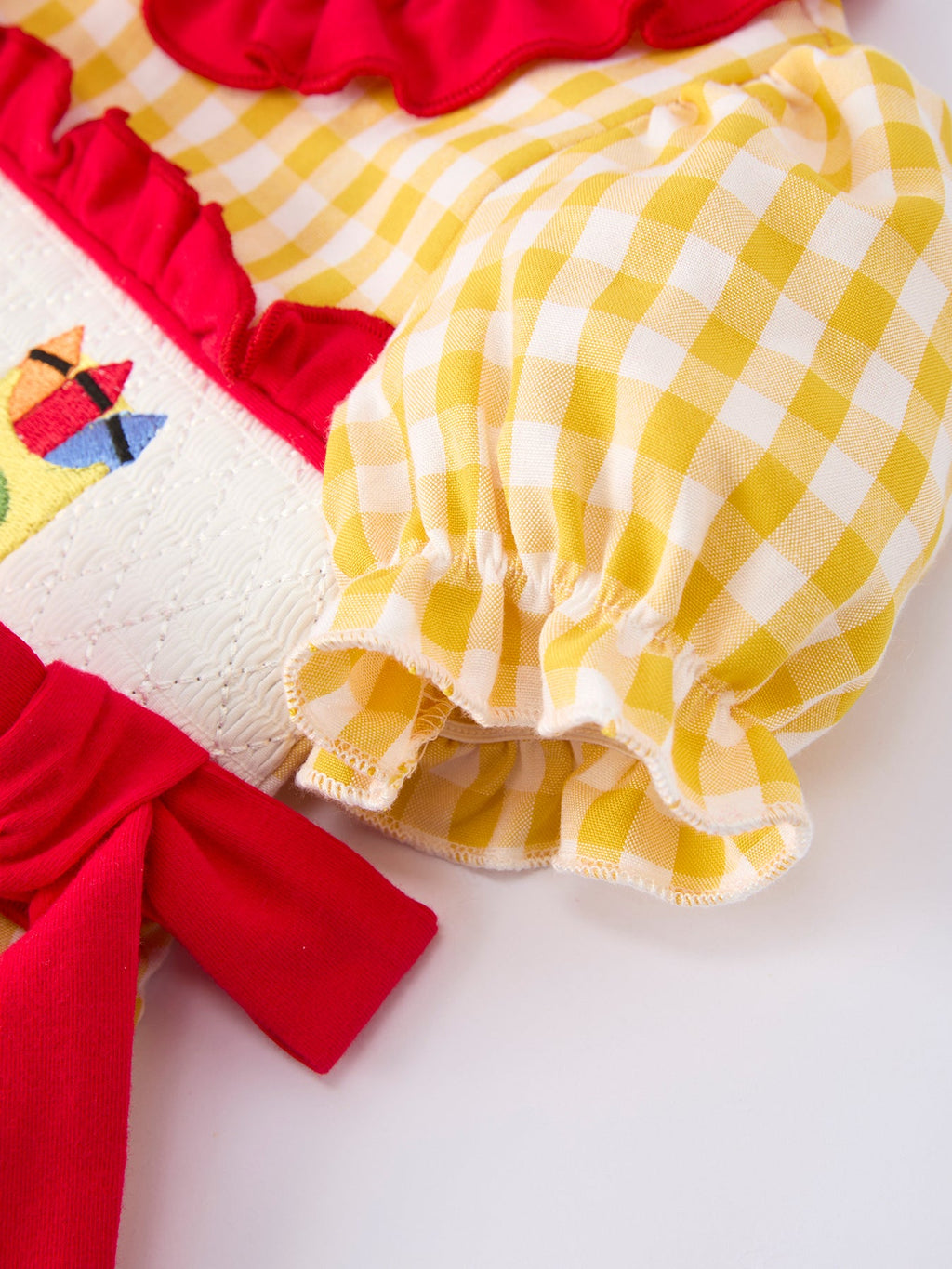 Back To School Supply Plaid Girls Dress Ruffle Collar Bow