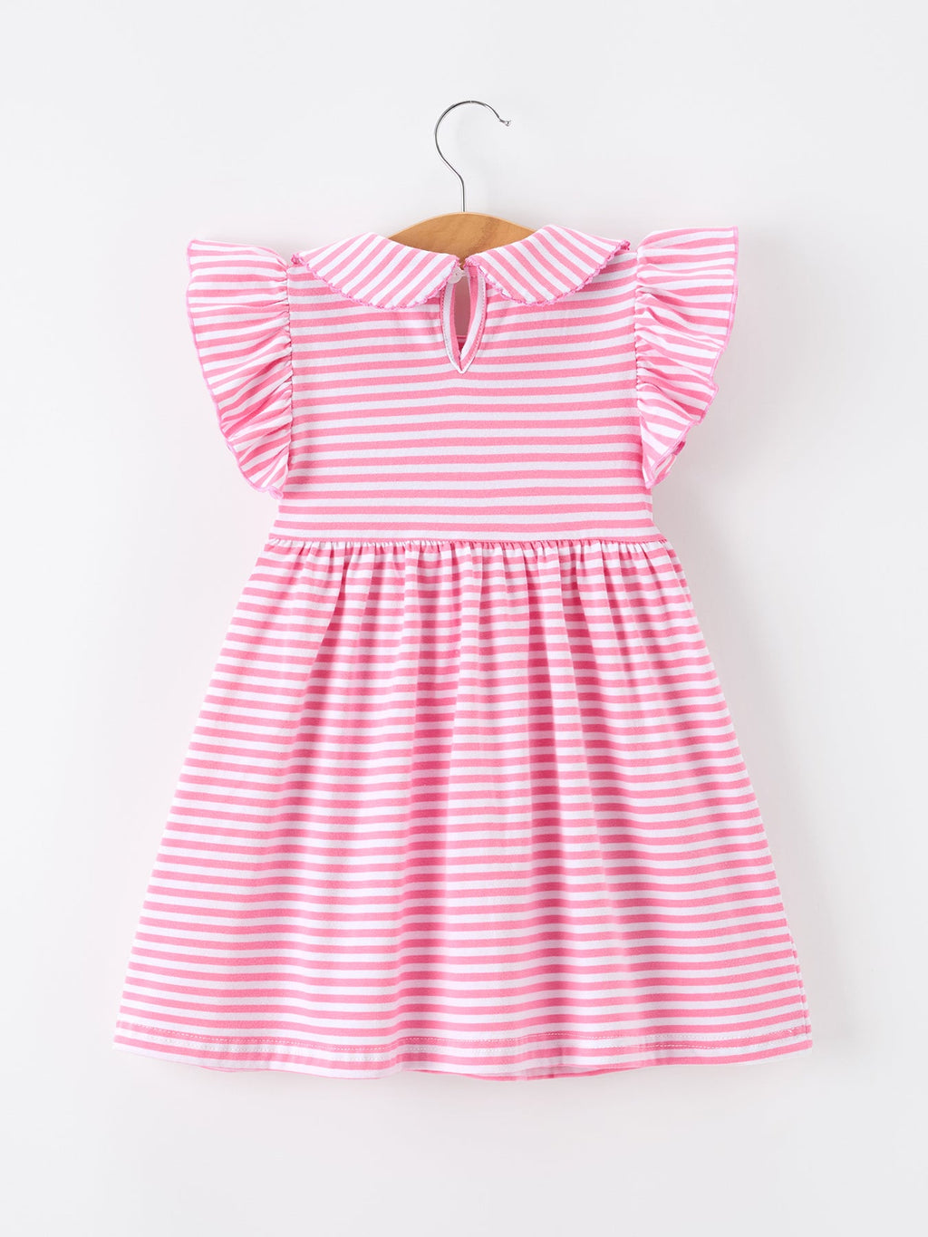 Girls Back To School Bow Pencil Twirl Dress Ruffle Petal Collar Applique