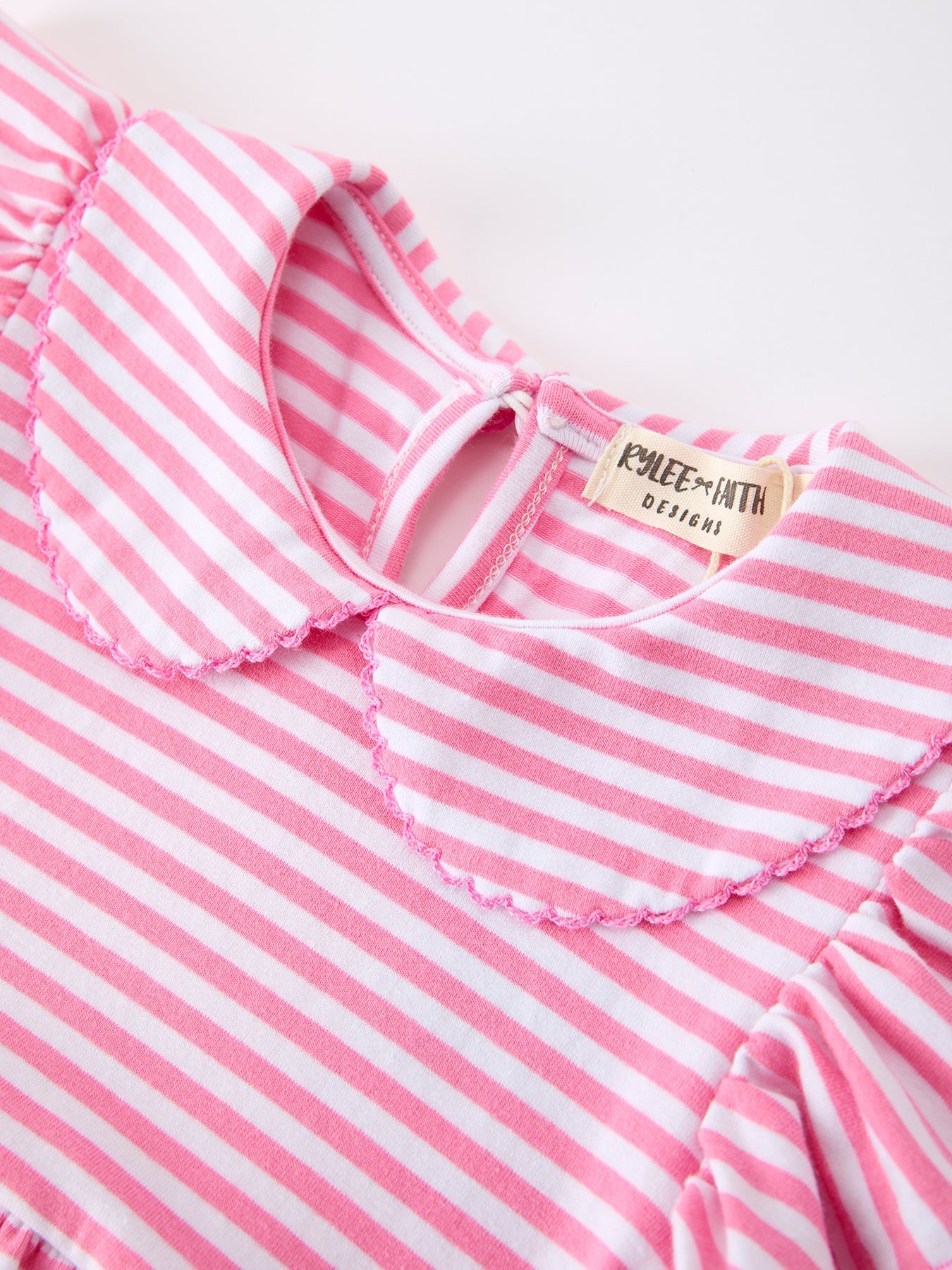 Girls Back To School Bow Pencil Twirl Dress Ruffle Petal Collar Applique