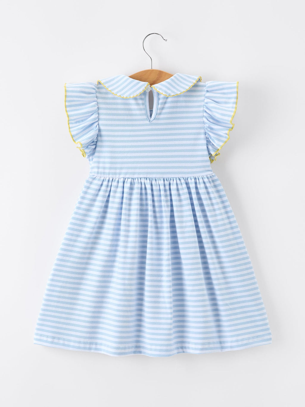 Girls Back To School Crayon Dress Ruffle Petal Collar Applique