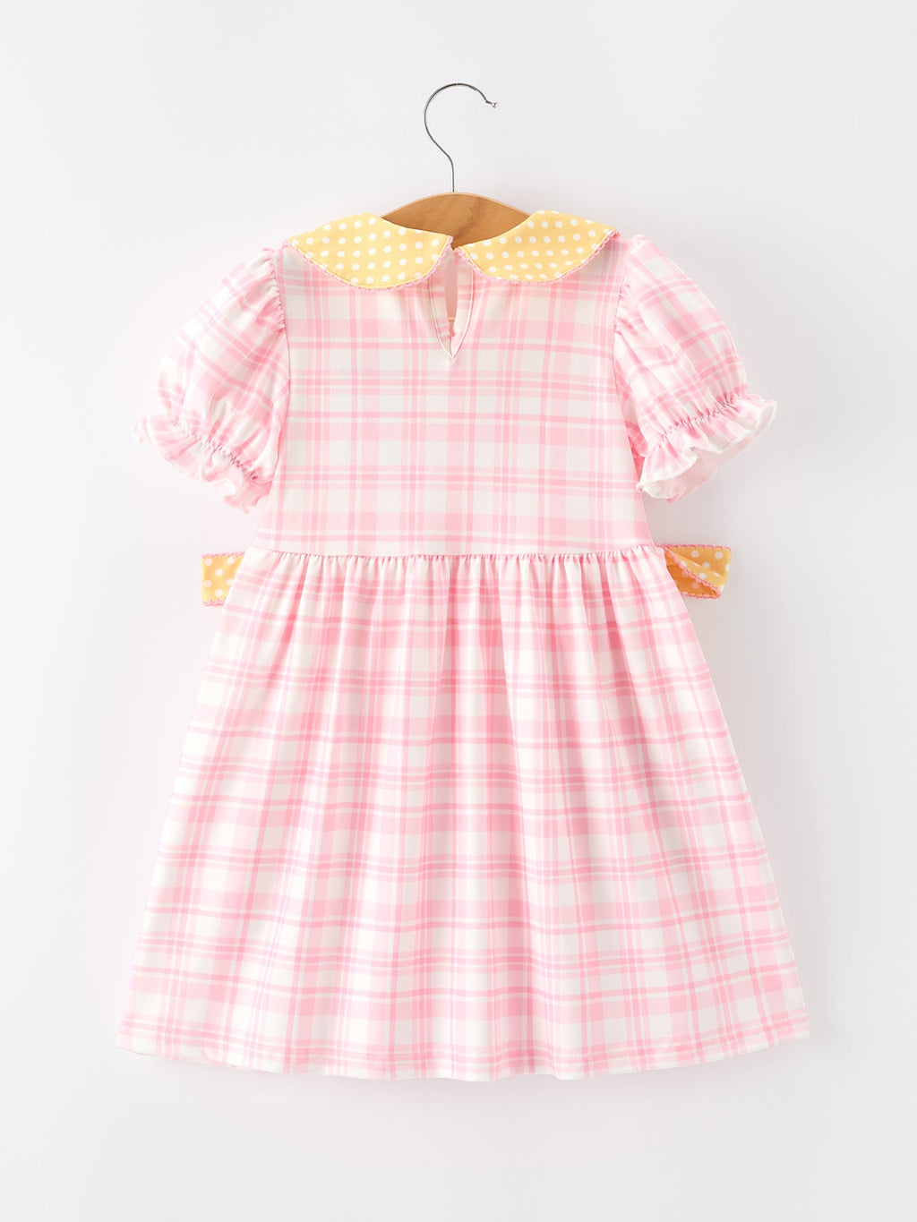 Girls Back To School Pencil Plaid Twirl Dress Bow Petals Collar
