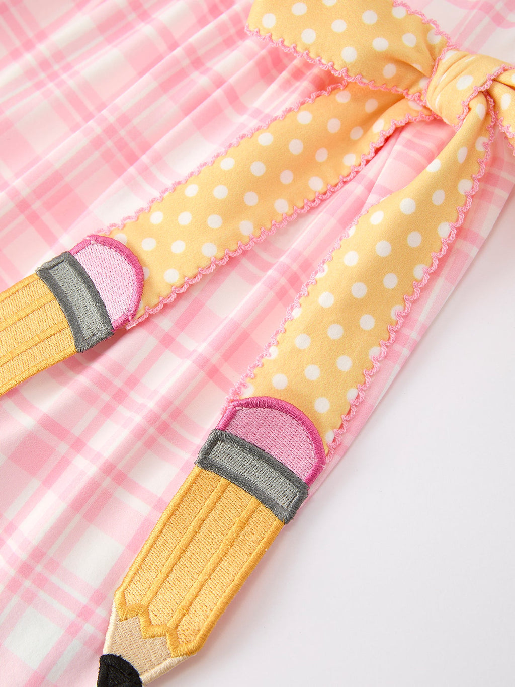 Girls Back To School Pencil Plaid Twirl Dress Bow Petals Collar