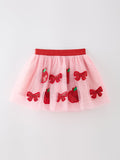 Back To School Apple Bow Girls Skirt Tulle Sequin Applique
