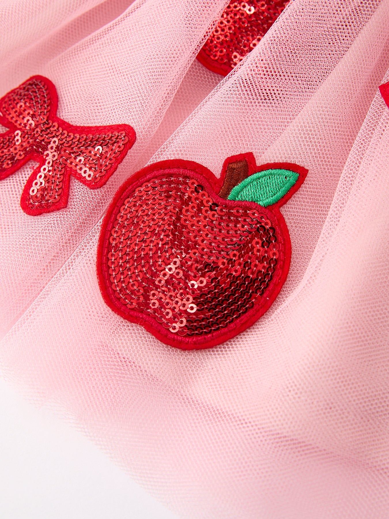 Back To School Apple Bow Girls Skirt Tulle Sequin Applique