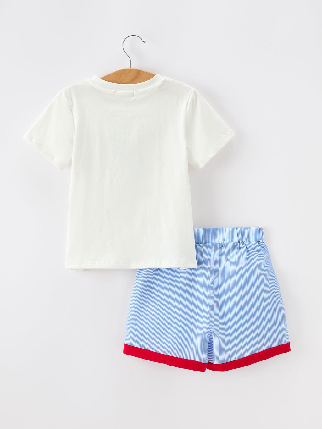 Back To School Apple Pencil Embroidery Boy Top Shorts Set