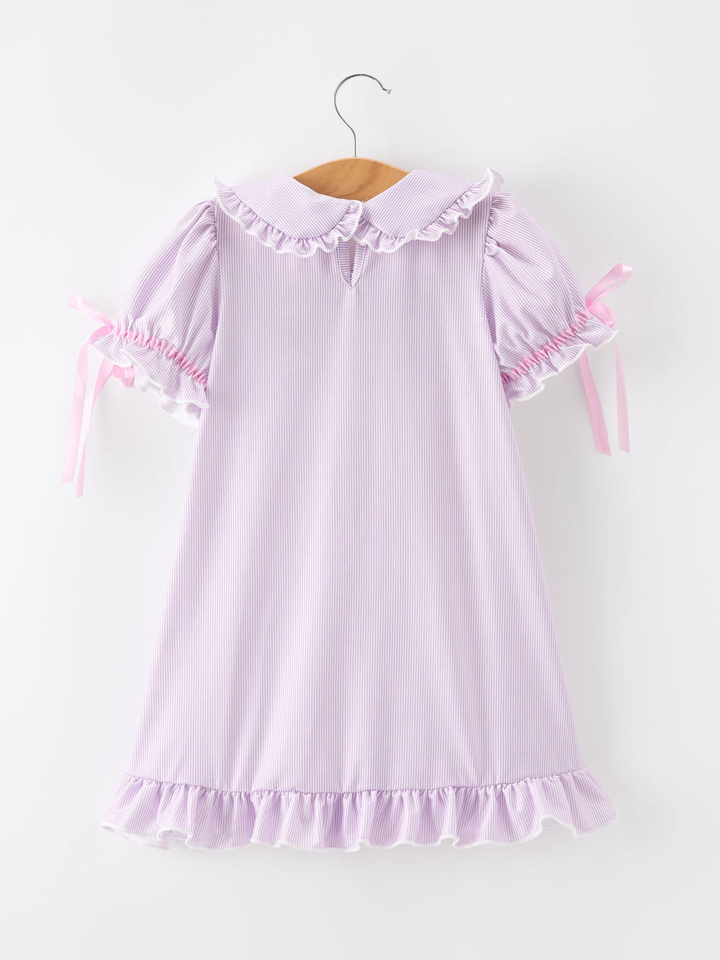 Back To School Pencil Applique Girls Purple Dress Petals Collar Ruffle