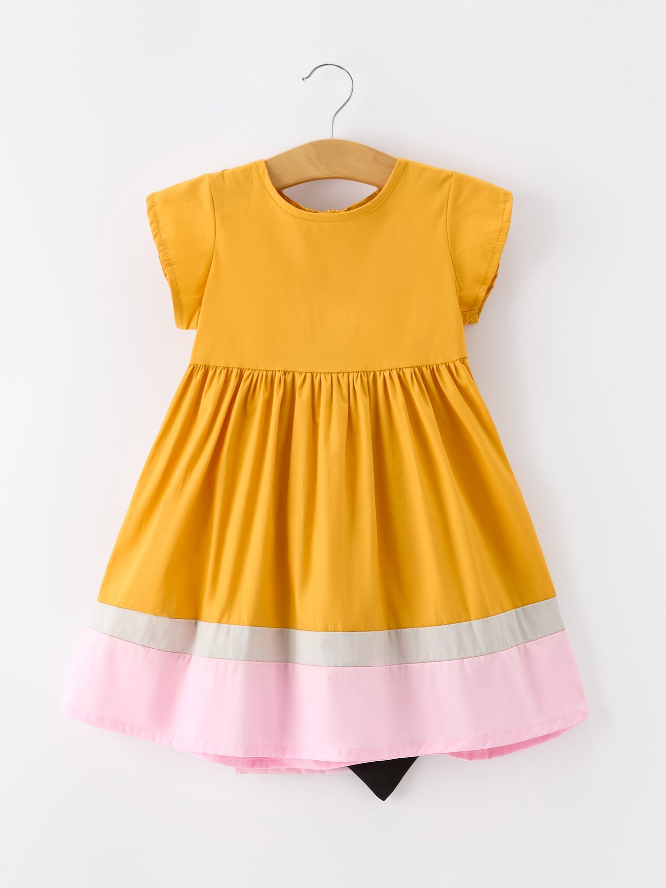 Back To School Pencil Girls Dress Color Block Bow Dress