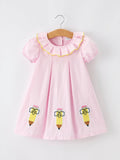 Back to School Pink Pencil Applique Ruffle Collar Girls Dress