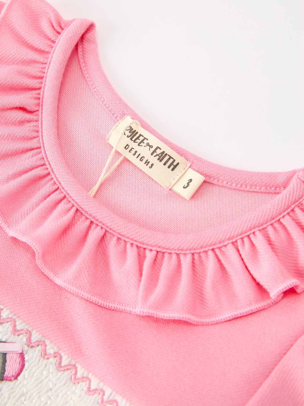 Back To School Embroidery Girls Dress Bow Ruffle Puff Sleeve