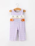 Halloween Ghost Plaid Smocked Baby Boy Romper