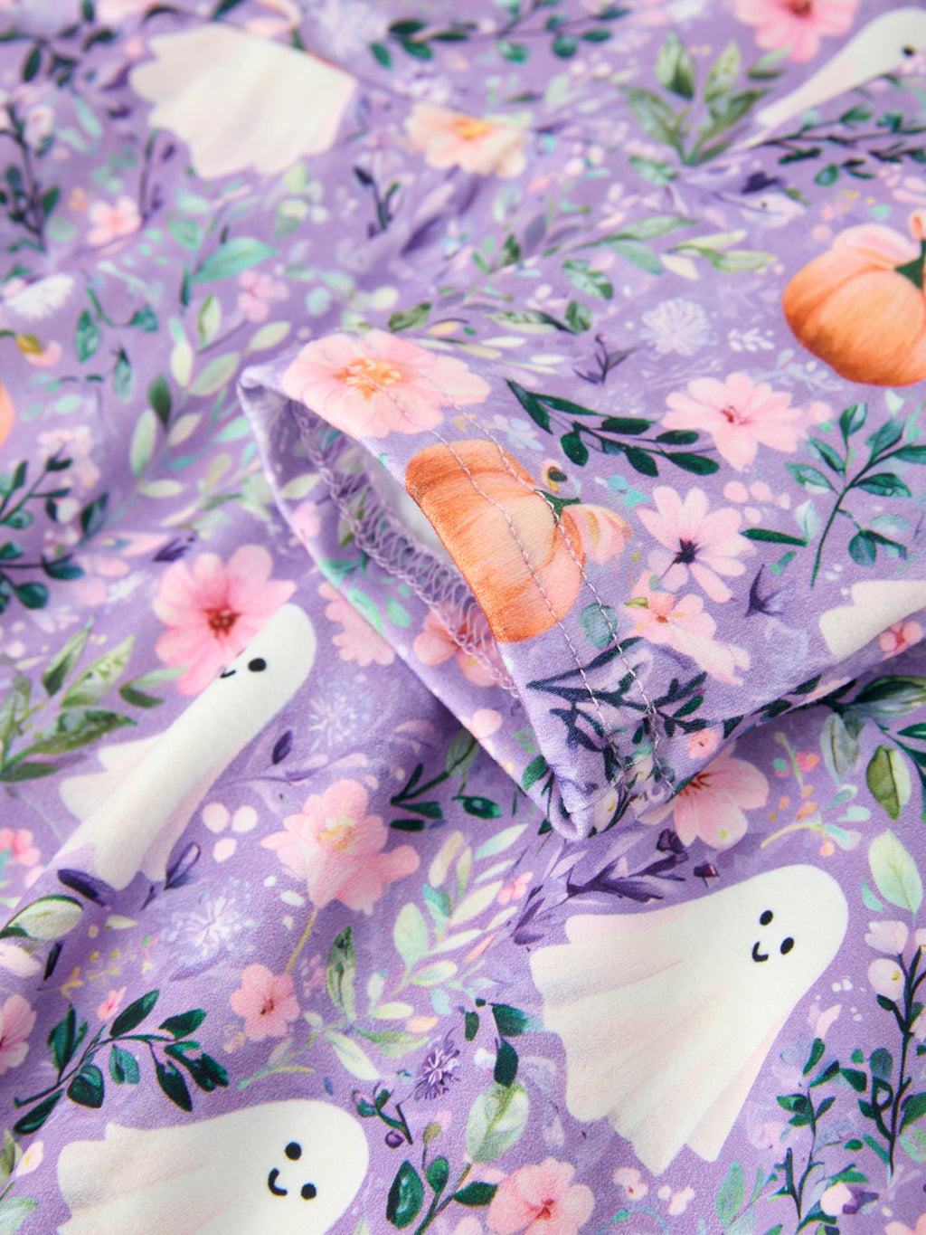 Halloween Ghost Pumpkin Girls Long Sleeve Twirl Dress