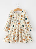 Fall Orange Pumpkin & Leaf Twirl Girls Dress