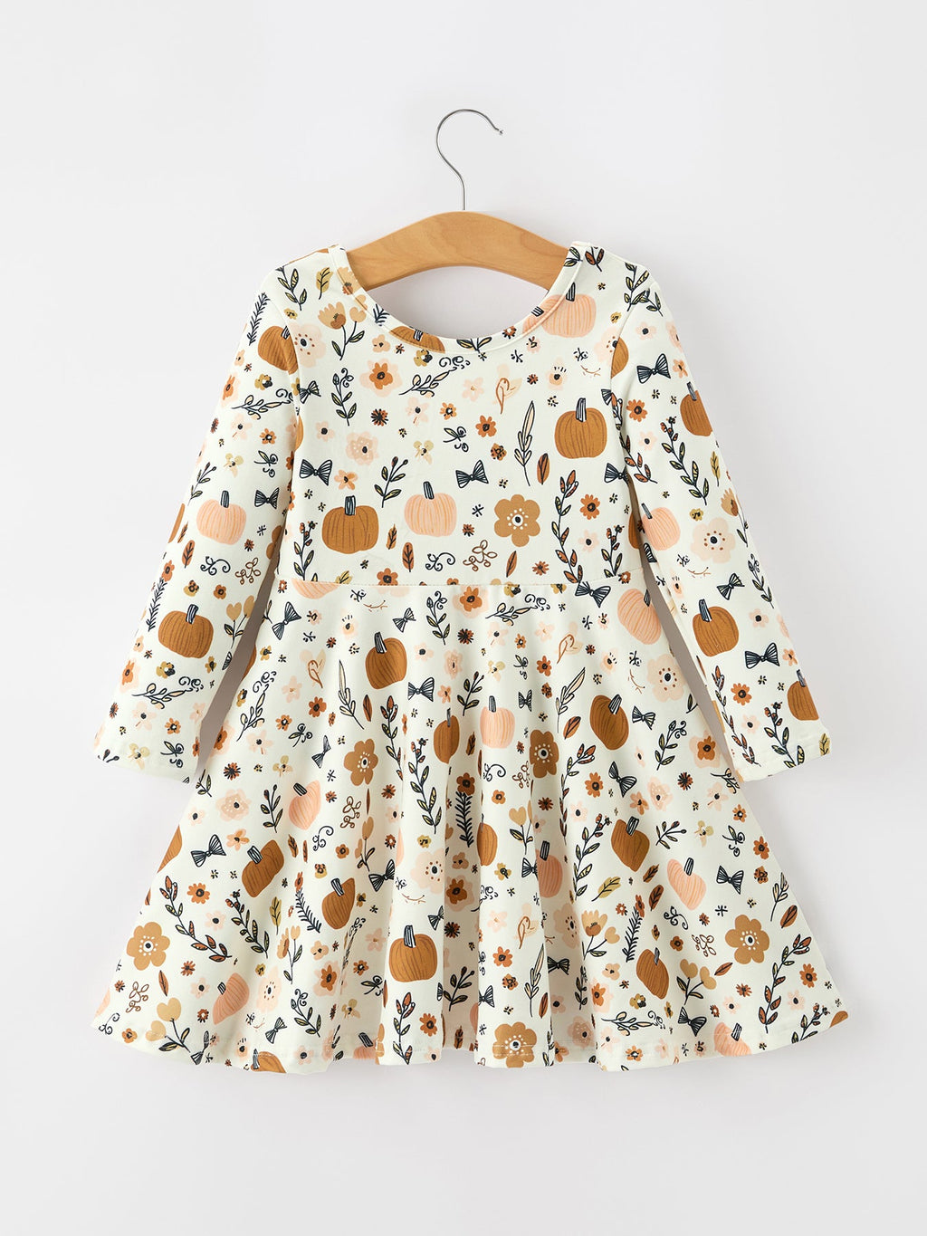 Fall Harvest Pumpkin Girls Dress Long Sleeve