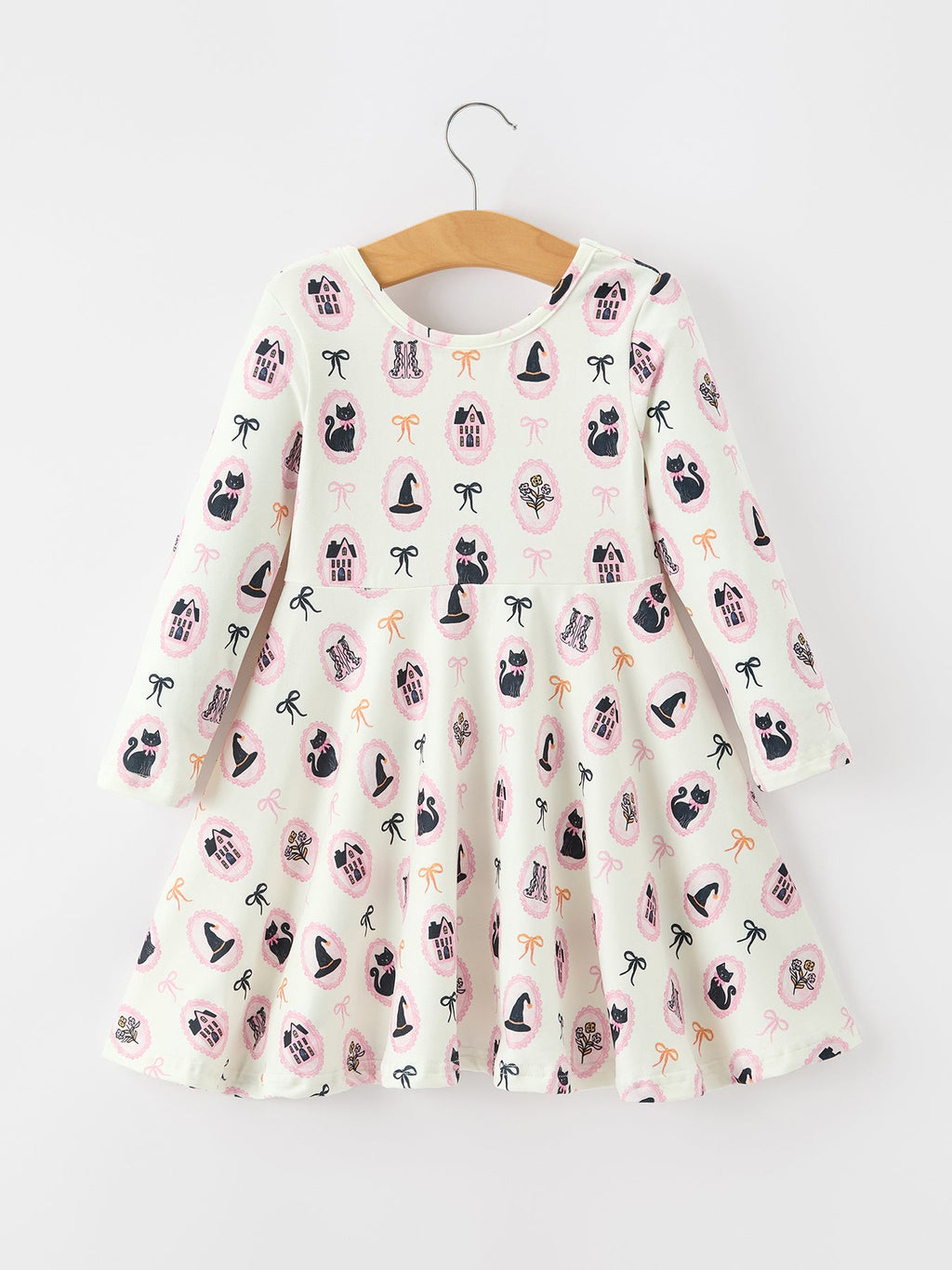 Halloween Vintage Cameo Print Girls Twirl Dress
