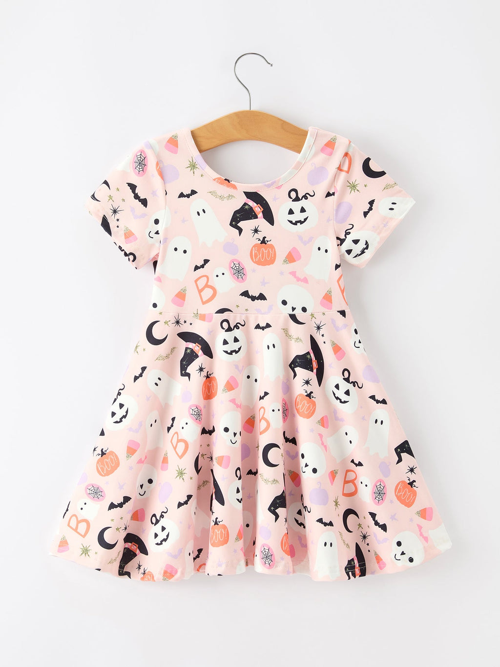 Halloween Ghost Girl Twirl Dress Short-sleeved