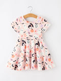 Halloween Ghost Girl Twirl Dress Short-sleeved