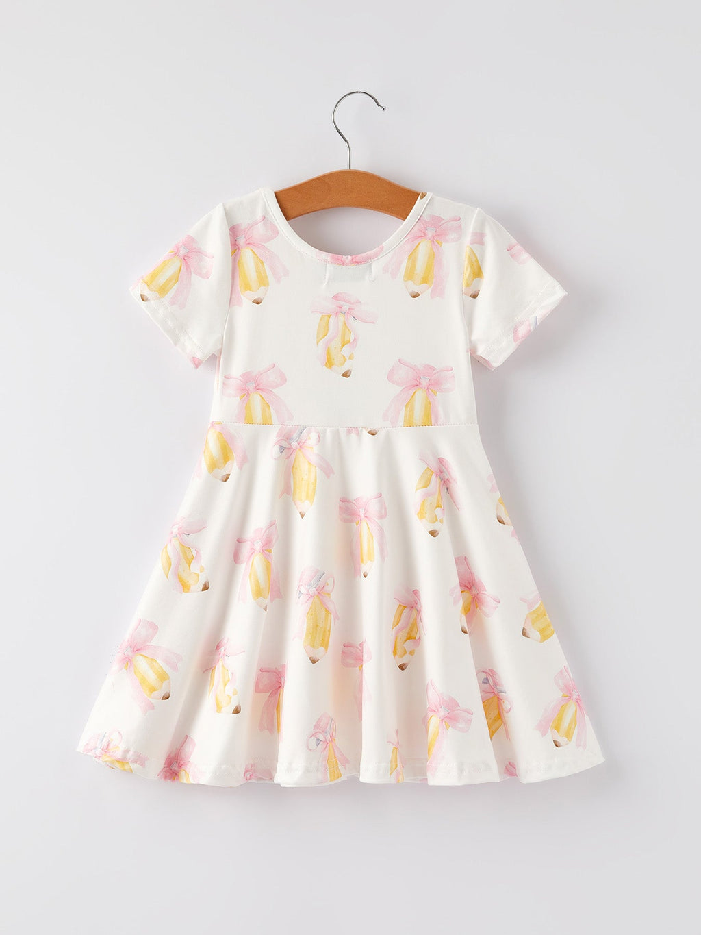 Back to School Bow Pencil Print Girls Dress