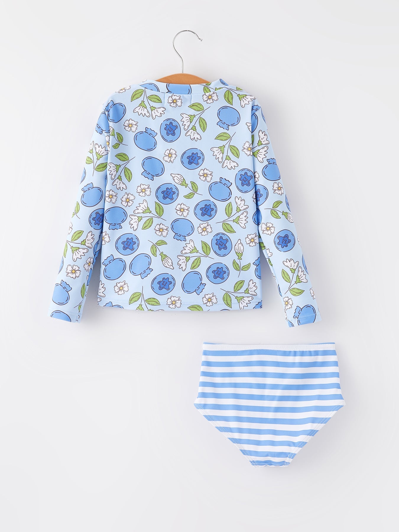 Blueberry Floral One-Piece Swimsuit for Girls - Ruffle Details