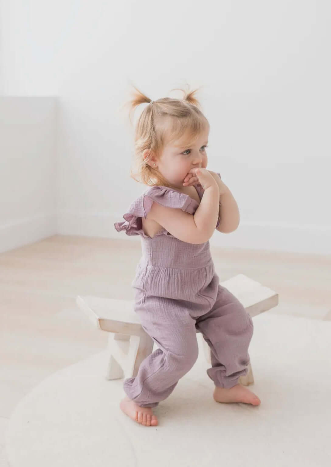 Charming Lilac Romper for Baby Girls - Elastic Ankles