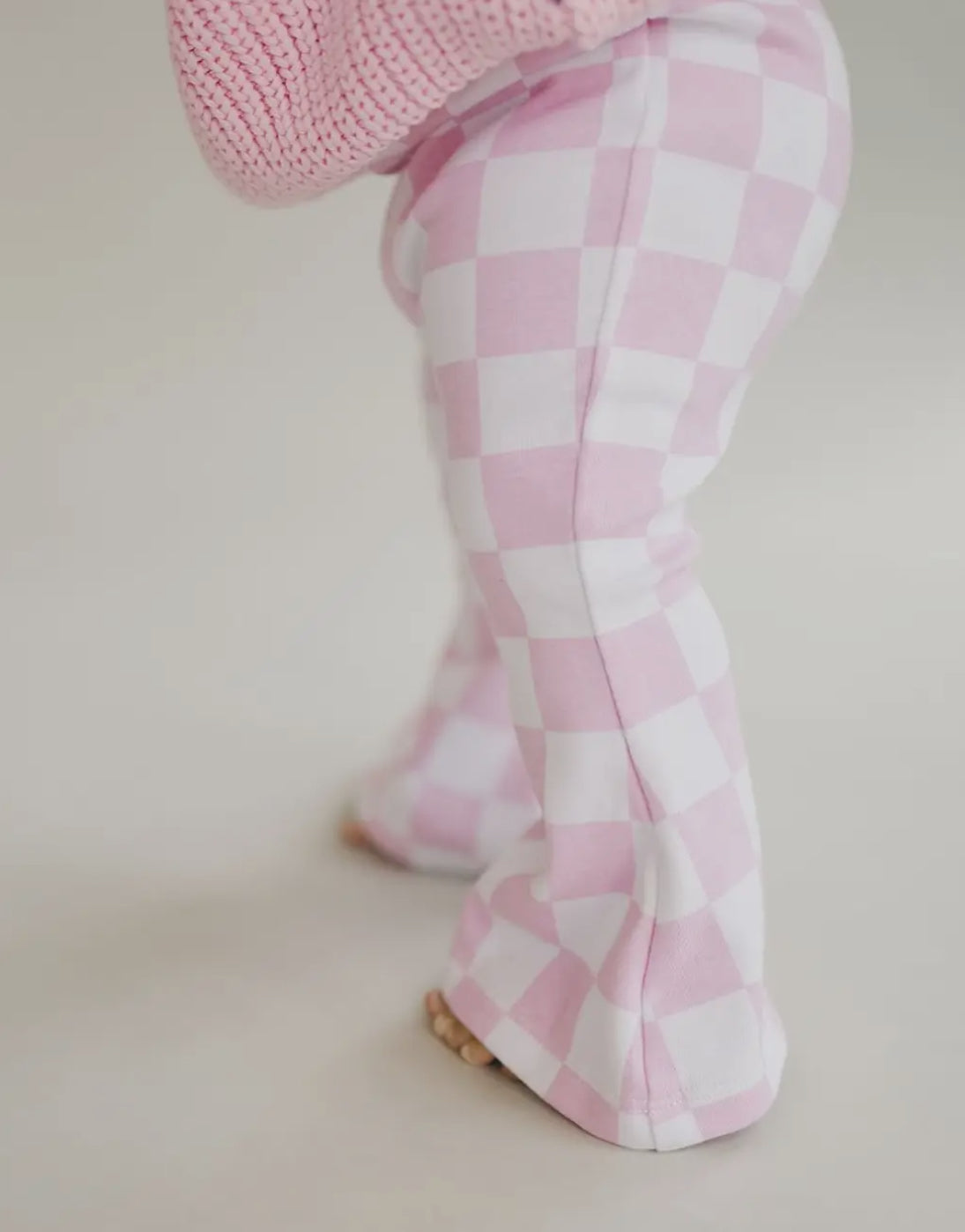 Pink Checkered Flare Leggings for Girls - Playful & Comfy
