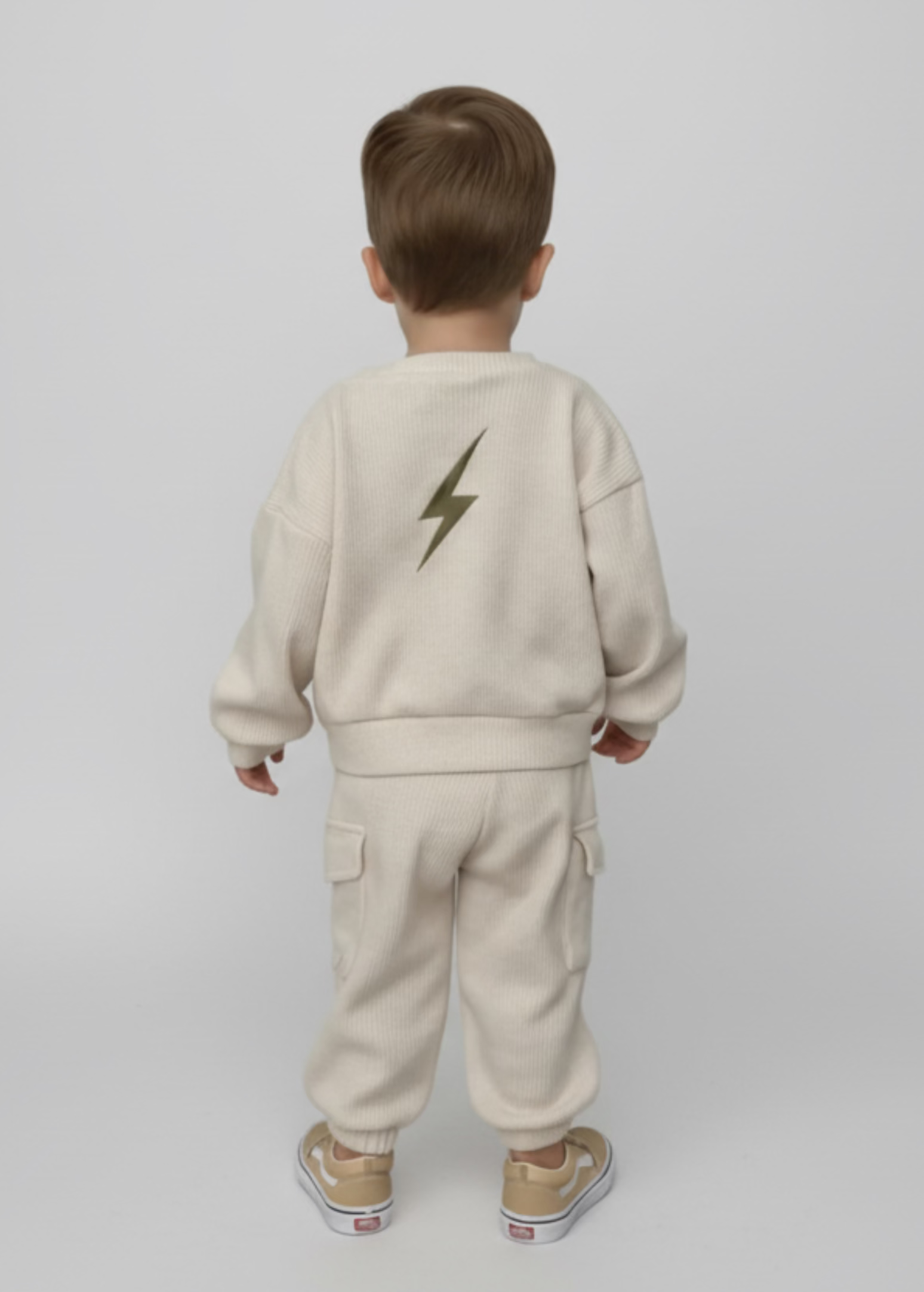 Cozy Waffle Knit Jogger Set for Boys - Lightning Bolt