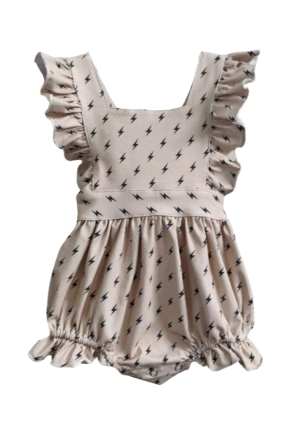 Playful Romper for Baby Girls - Lightning Bolt Print