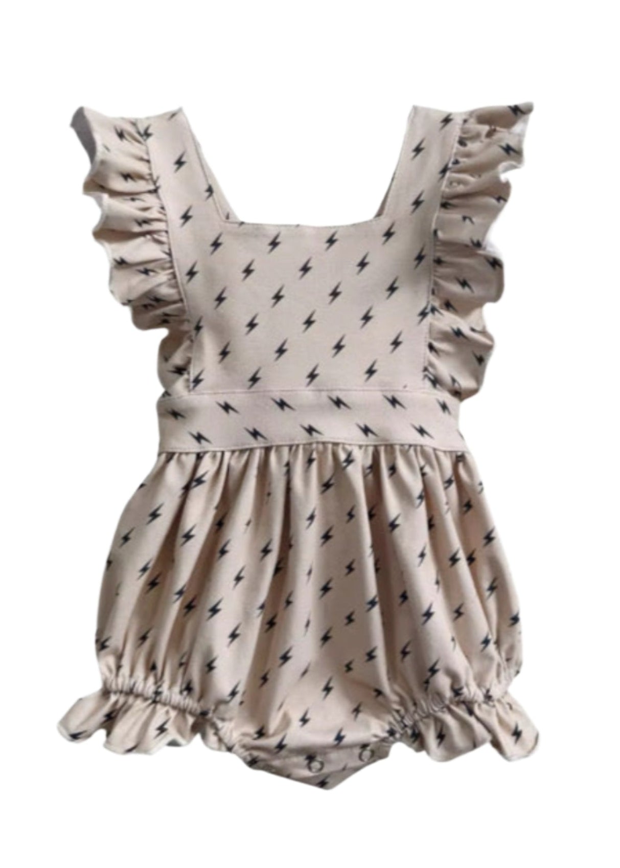 Playful Romper for Baby Girls - Lightning Bolt Print