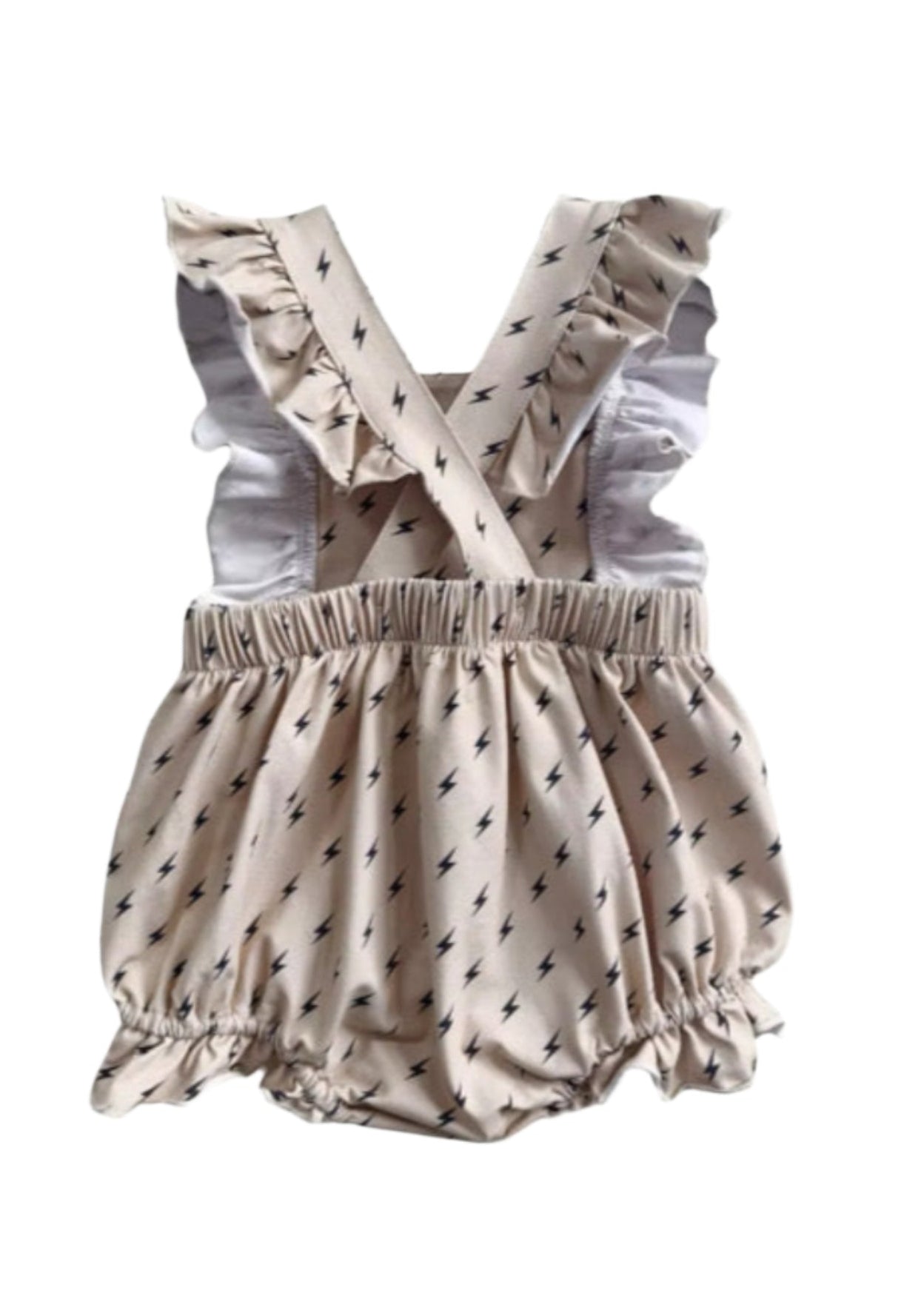Playful Romper for Baby Girls - Lightning Bolt Print