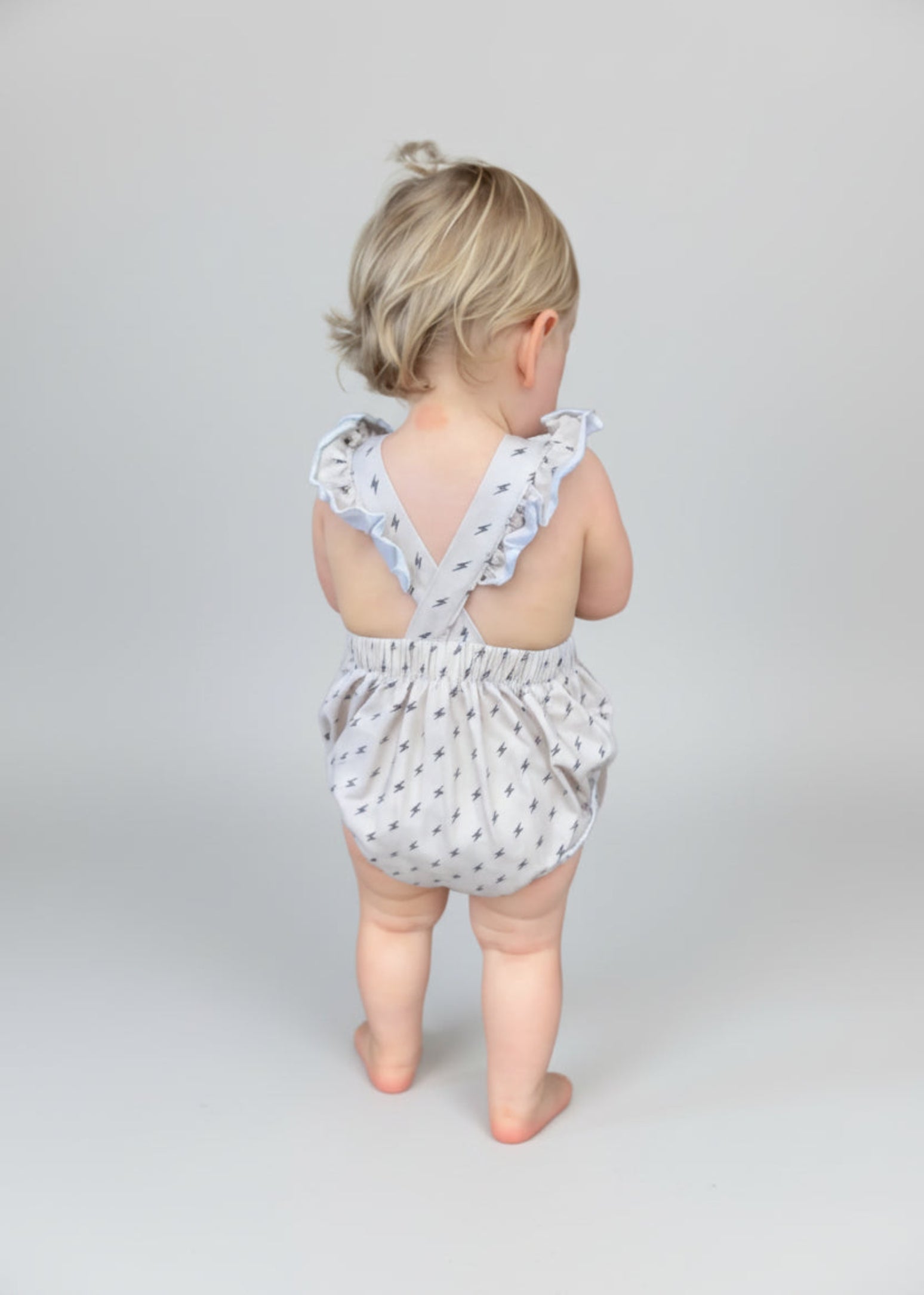 Playful Romper for Baby Girls - Lightning Bolt Print