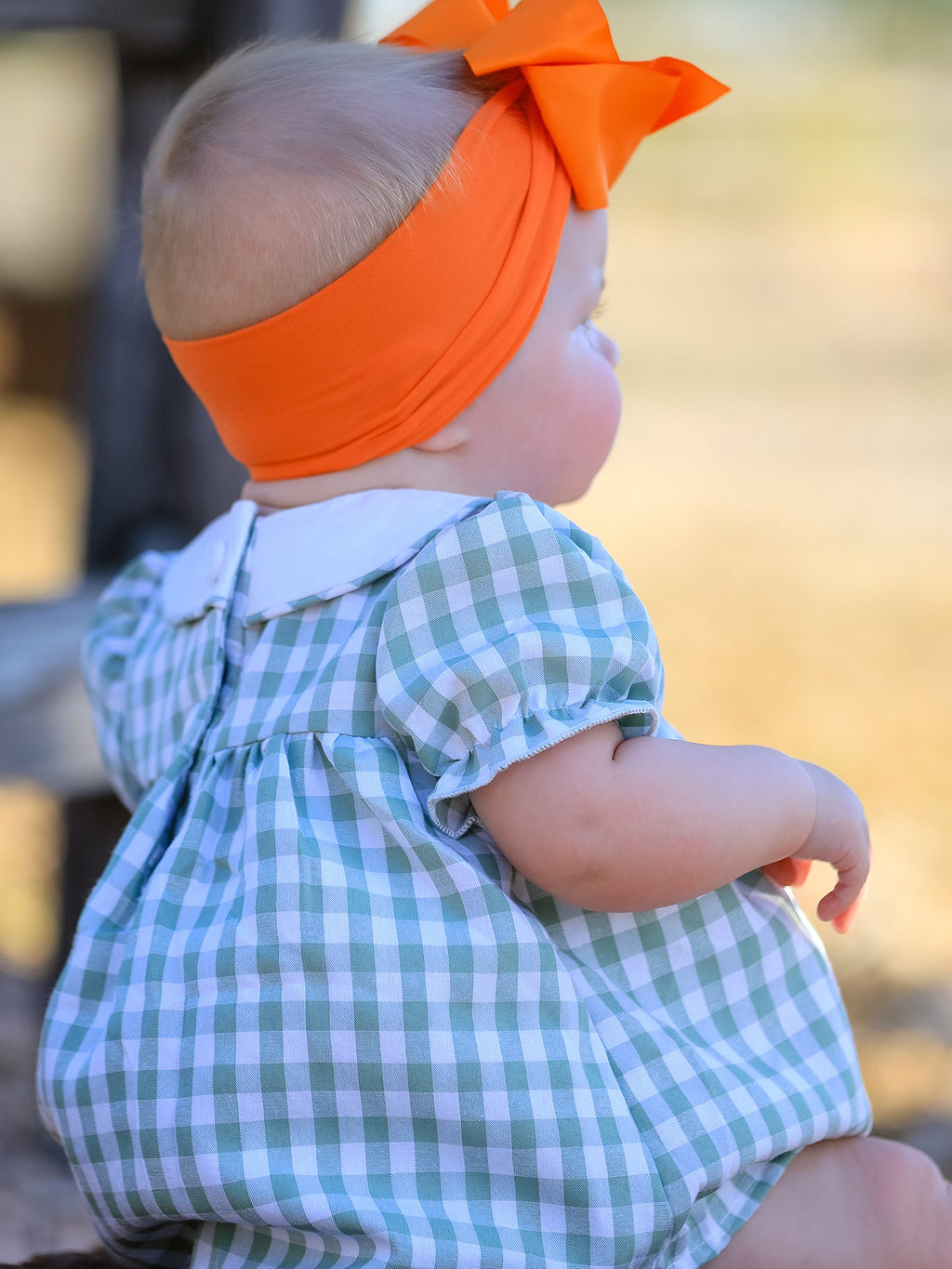 Fall Halloween & Thanksgiving Applique Plaid Girls Bloomers Romper Set