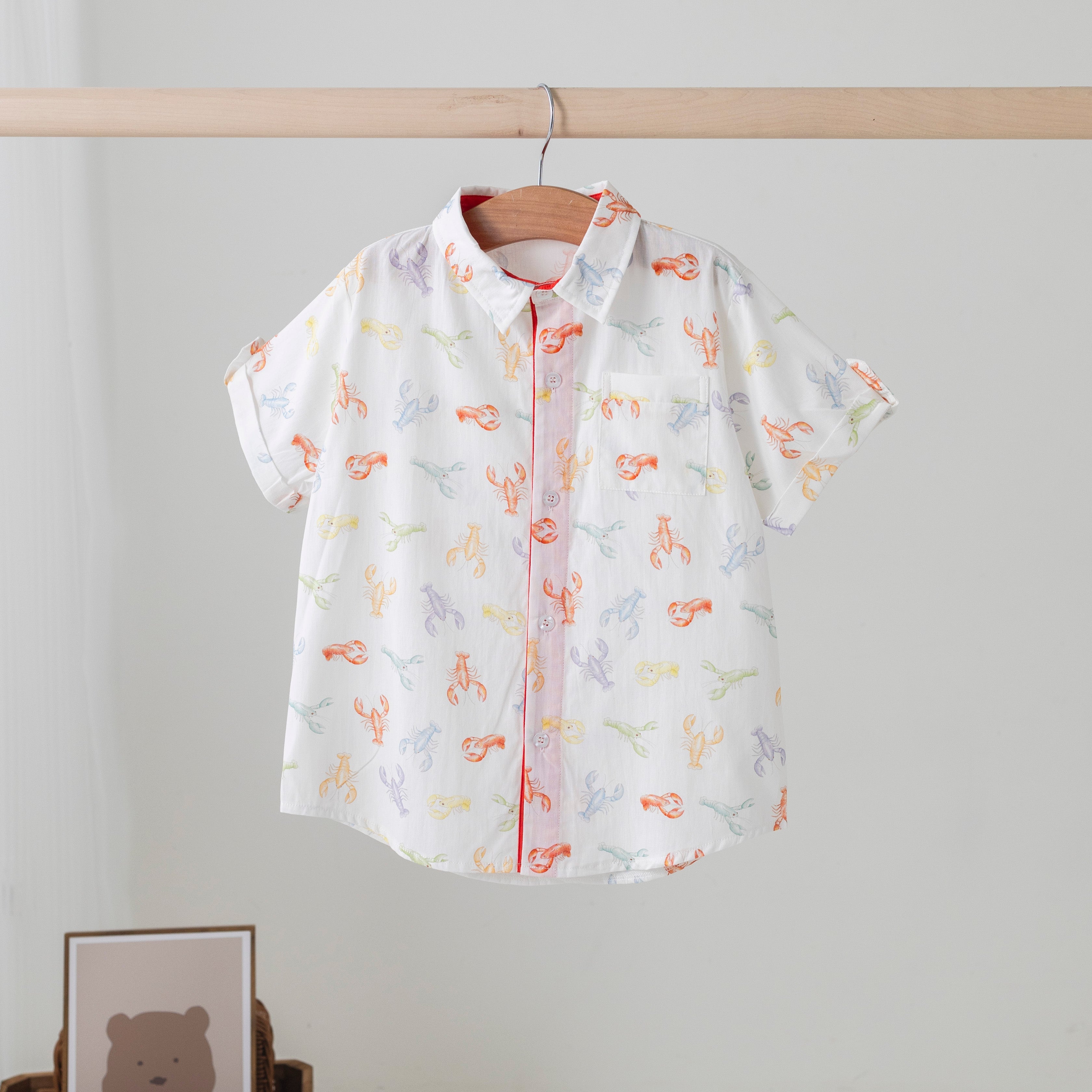 Colorful Claws Short Sleeve Collared Crawfish Shirt