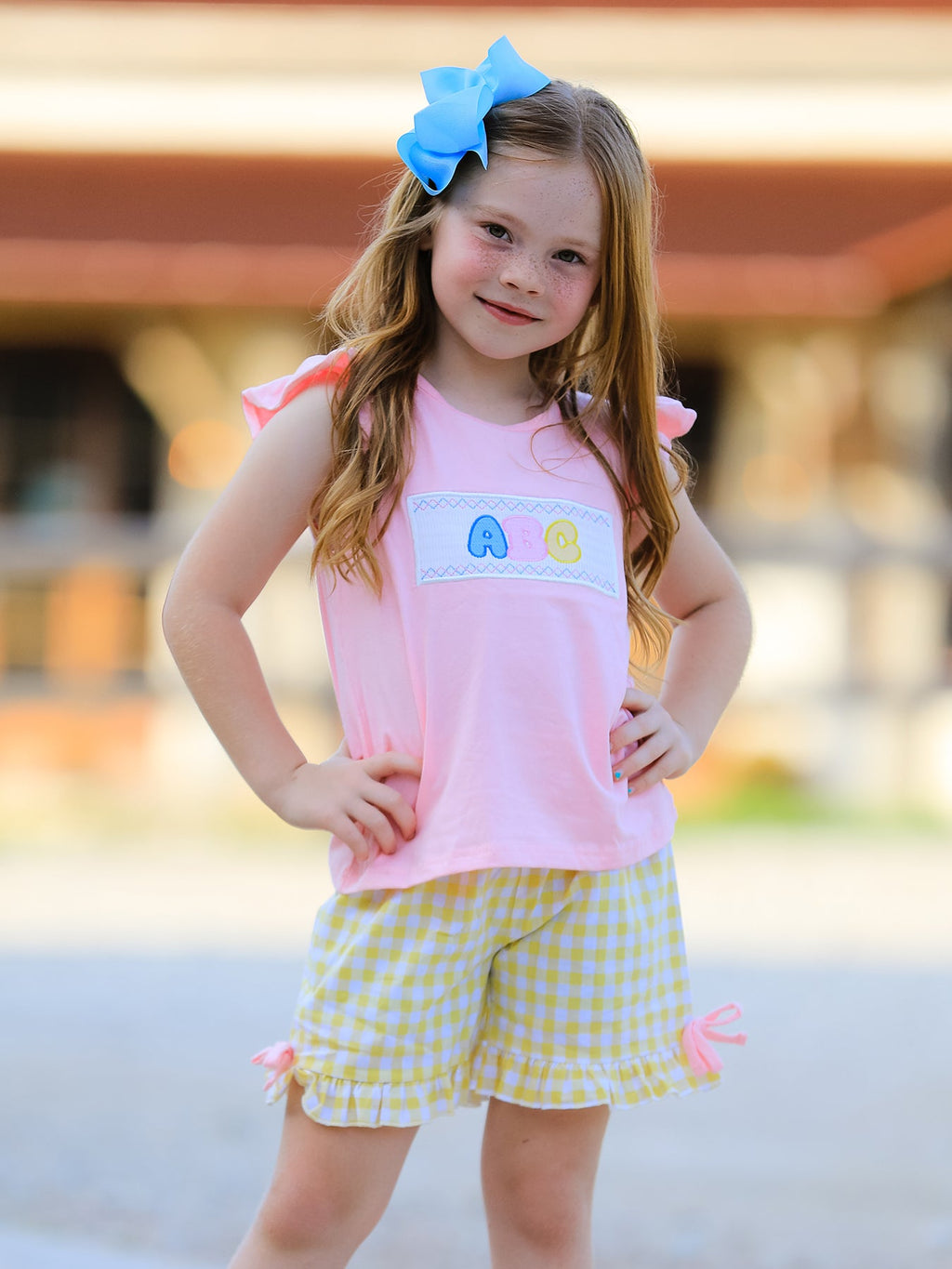 Back To School Girls "ABC" Embroidered Ruffle Set