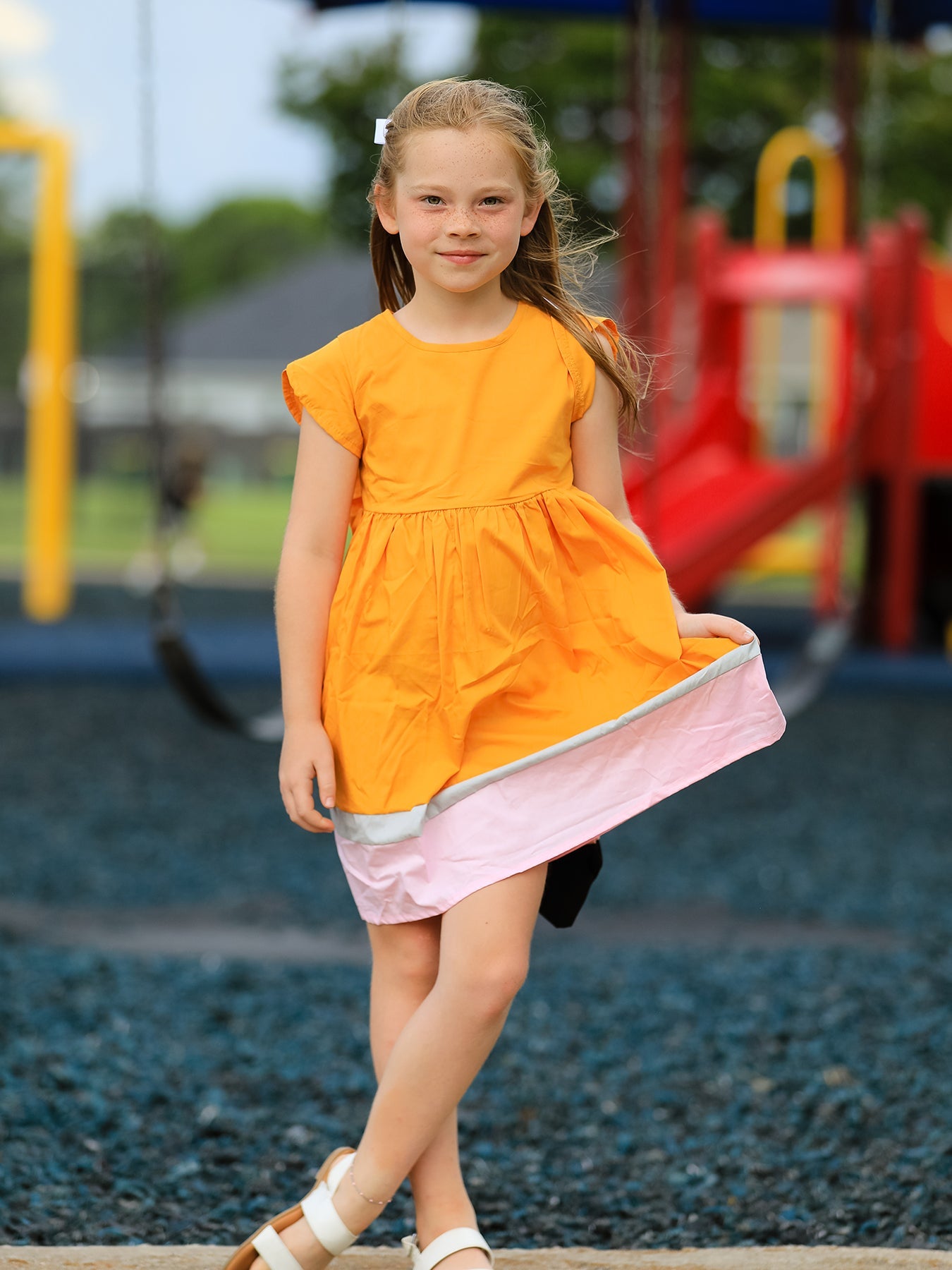 Back To School Pencil Girls Dress Color Block Bow Dress